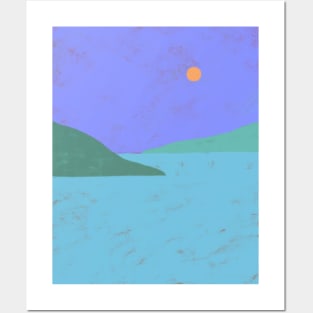 Serene Seascape Aesthetic Environmental Minimalistic Background Posters and Art